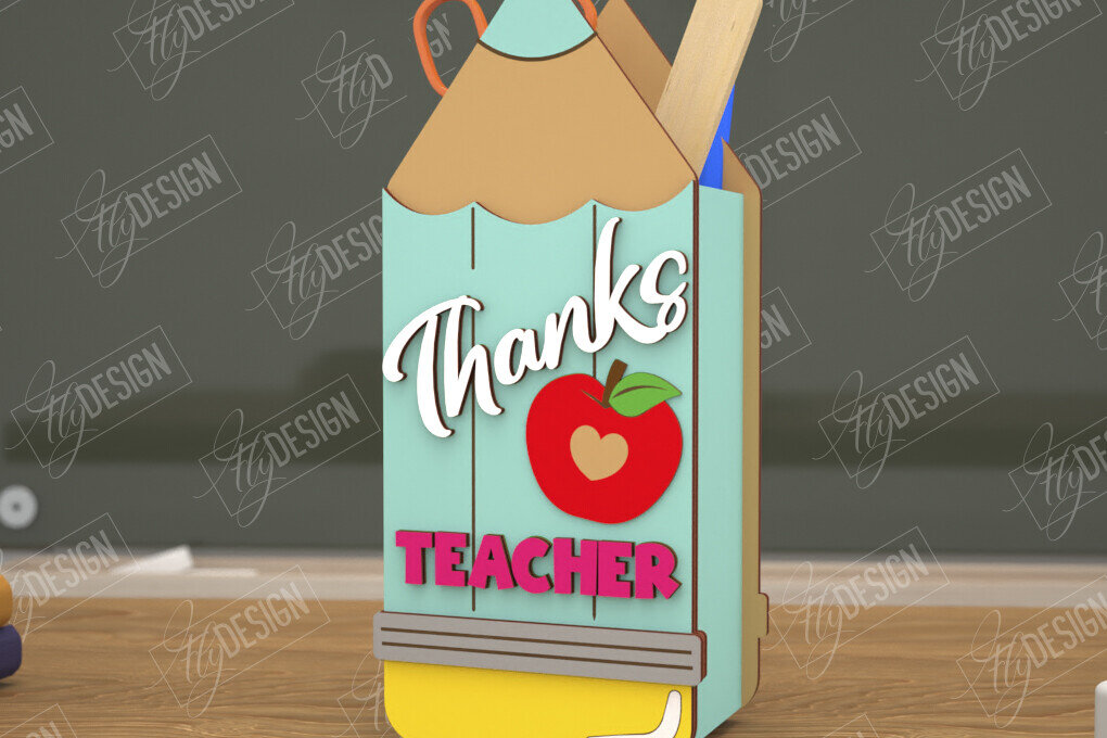 Σετ των 2 Intra απο ξύλο plywood 3mm-4mm πάχος – Μολυβοθήκη Δάσκαλος | Στάντα στυλό | CNC Δίασταση  20x20 cm INTRAFABR-108305072