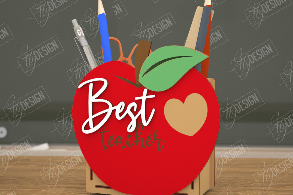 Σετ των 2 Intra απο ξύλο plywood 3mm-4mm πάχος – Μολυβοθήκη Δάσκαλος | Στάντα στυλό | CNC Δίασταση  20x20 cm INTRAFABR-108305370