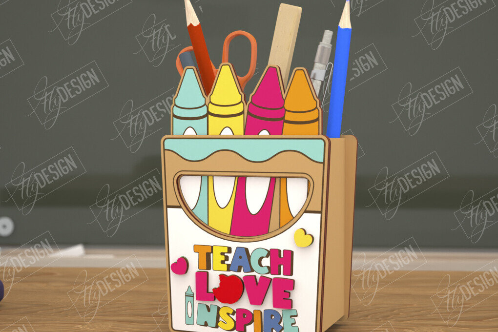 Σετ των 2 Intra απο ξύλο plywood 3mm-4mm πάχος – Μολυβοθήκη Δάσκαλος | Στάντα στυλό | CNC Δίασταση  20x20 cm INTRAFABR-108305485