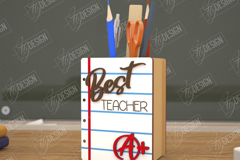 Σετ των 2 Intra απο ξύλο plywood 3mm-4mm πάχος – Μολυβοθήκη Δάσκαλος | Στάντα στυλό | CNC Δίασταση  20x20 cm INTRAFABR-108304505