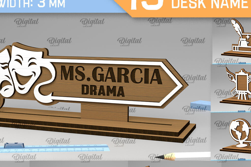 Σετ των 2 Intra απο ξύλο plywood 3mm-4mm πάχος – Πακέτα λέιζερ για πινακίδες γραφείου καθηγητών Δίασταση  20x20 cm INTRAFABR-103448944