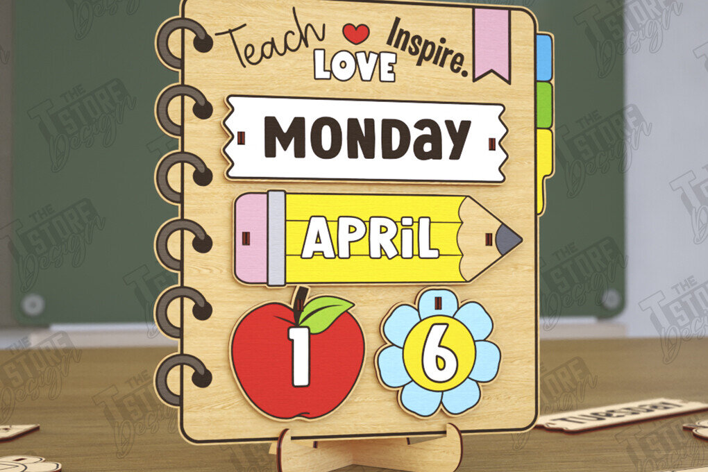 Σετ των 2 Intra απο ξύλο plywood 3mm-4mm πάχος – Ημερολόγιο Δασκάλου Αιώνιο Θρανίο | CNC Δίασταση  20x20 cm INTRAFABR-116836285