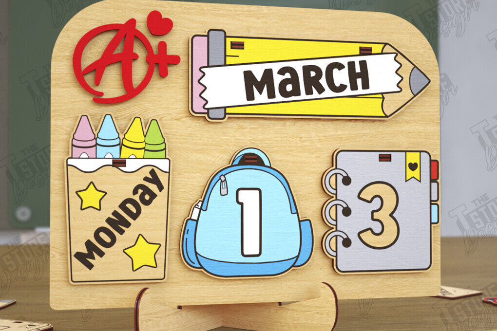 Σετ των 2 Intra απο ξύλο plywood 3mm-4mm πάχος – Ημερολόγιο Δασκάλου Αιώνιο Θρανίο | CNC Δίασταση  20x20 cm INTRAFABR-116836204