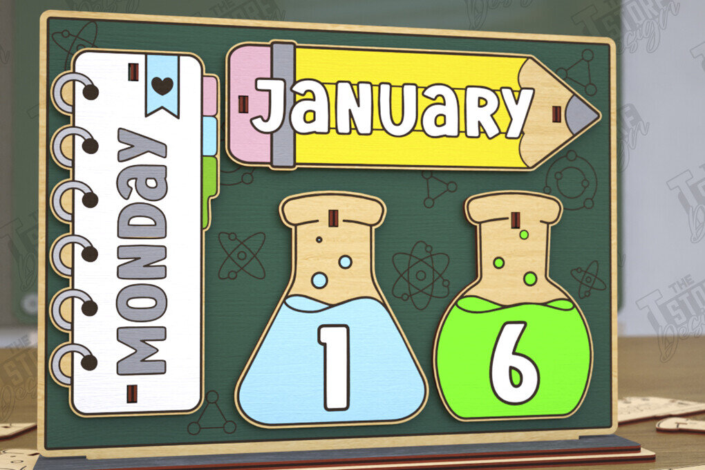 Σετ των 2 Intra απο ξύλο plywood 3mm-4mm πάχος – Ημερολόγιο Δασκάλου Αιώνιο Θρανίο | CNC Δίασταση  20x20 cm INTRAFABR-116836215