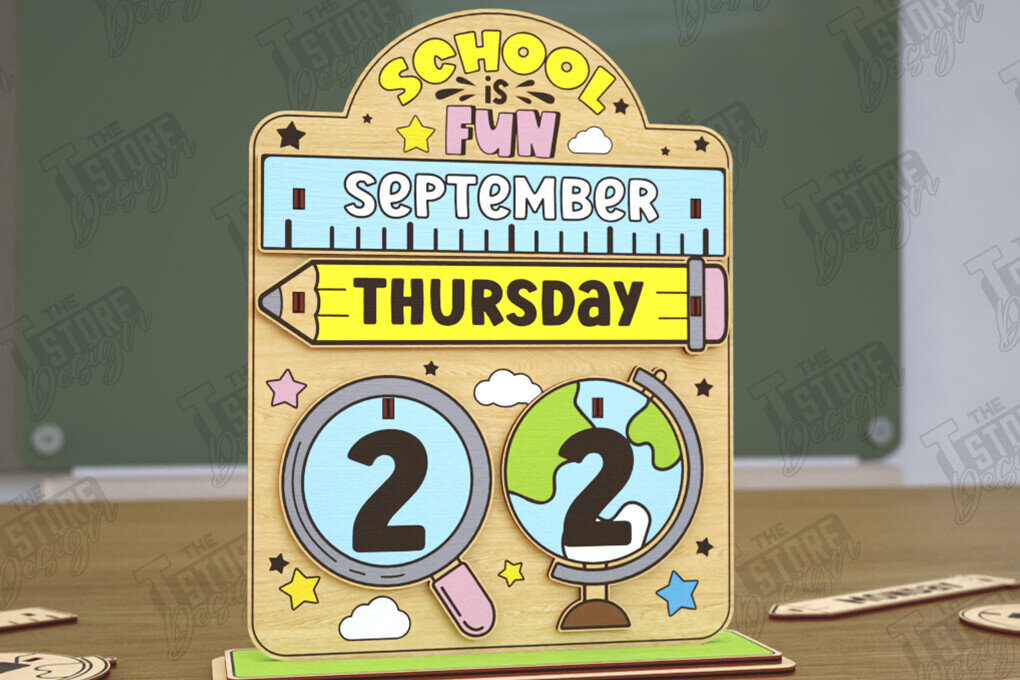 Σετ των 2 Intra απο ξύλο plywood 3mm-4mm πάχος – Ημερολόγιο Δασκάλου Αιώνιο Θρανίο | CNC Δίασταση  20x20 cm INTRAFABR-116836238