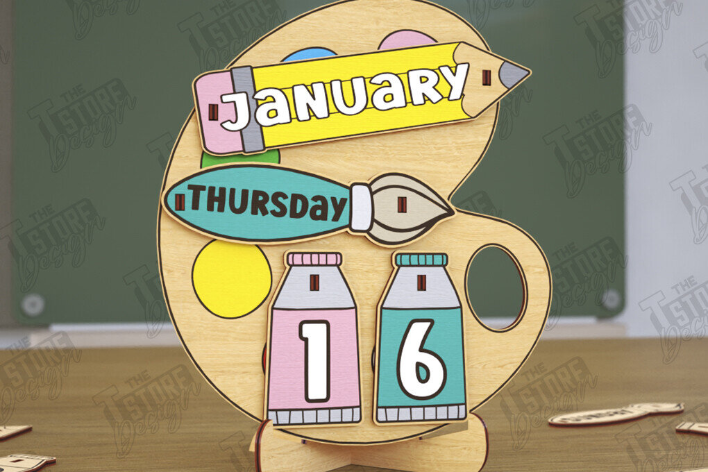 Σετ των 2 Intra απο ξύλο plywood 3mm-4mm πάχος – Ημερολόγιο Δασκάλου Αιώνιο Θρανίο | CNC Δίασταση  20x20 cm INTRAFABR-116836243