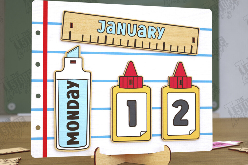 Σετ των 2 Intra απο ξύλο plywood 3mm-4mm πάχος – Ημερολόγιο Δασκάλου Αιώνιο Θρανίο | CNC Δίασταση  20x20 cm INTRAFABR-116836202