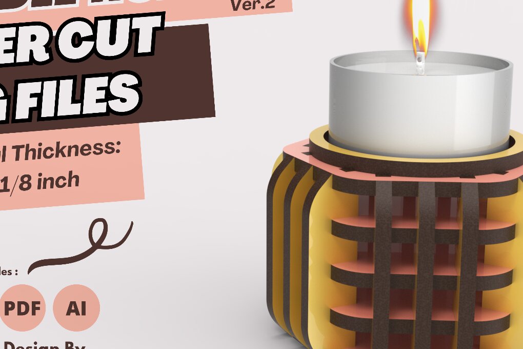 Σετ των 2 Intra απο ξύλο plywood 3mm-4mm πάχος – Κηροπήγιο ρεσώ | Αρχείο κοπής με λέιζερ Δίασταση  20x20 cm INTRAFABR-87528364