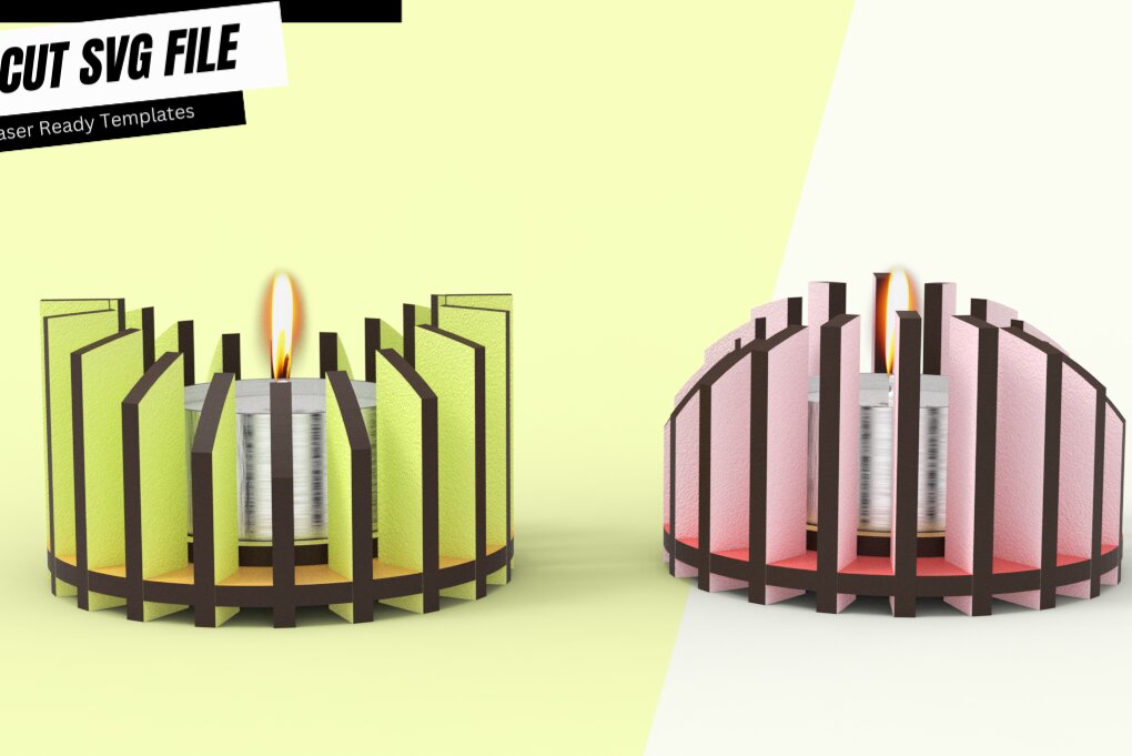 Σετ των 2 Intra απο ξύλο plywood 3mm-4mm πάχος – Κηροπήγιο ρεσώ, Αρχείο κοπής με λέιζερ Δίασταση  20x20 cm INTRAFABR-107825078