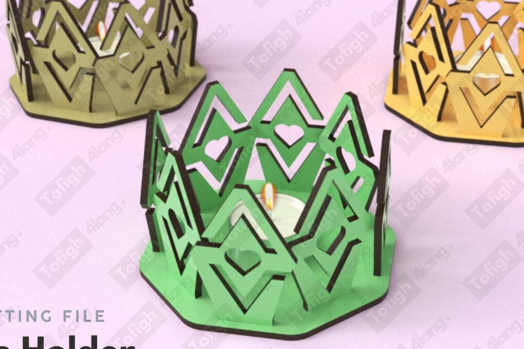 Σετ των 2 Intra απο ξύλο plywood 3mm-4mm πάχος – Κηροπήκτης Tealight Αρχείο κοπής με λέιζερ Δίασταση  20x20 cm INTRAFABR-117902391