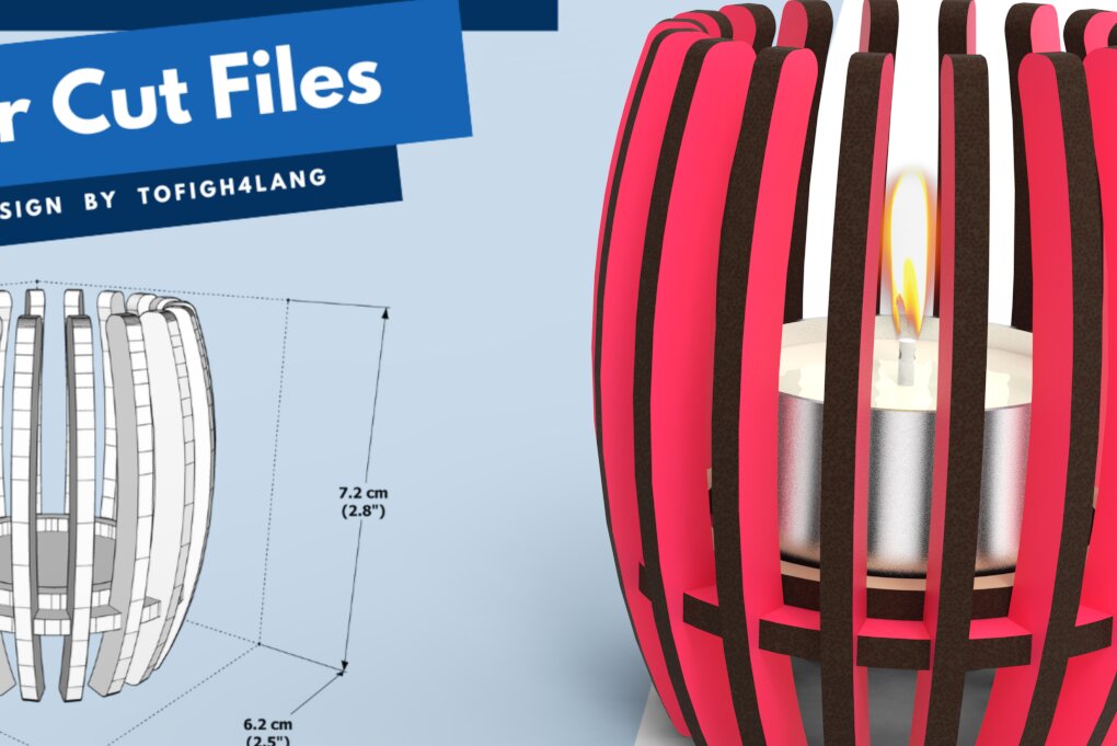 Σετ των 2 Intra απο ξύλο plywood 3mm-4mm πάχος – Κηροπήγιο ρεσώ, Αρχείο κοπής με λέιζερ Δίασταση  20x20 cm INTRAFABR-87484244