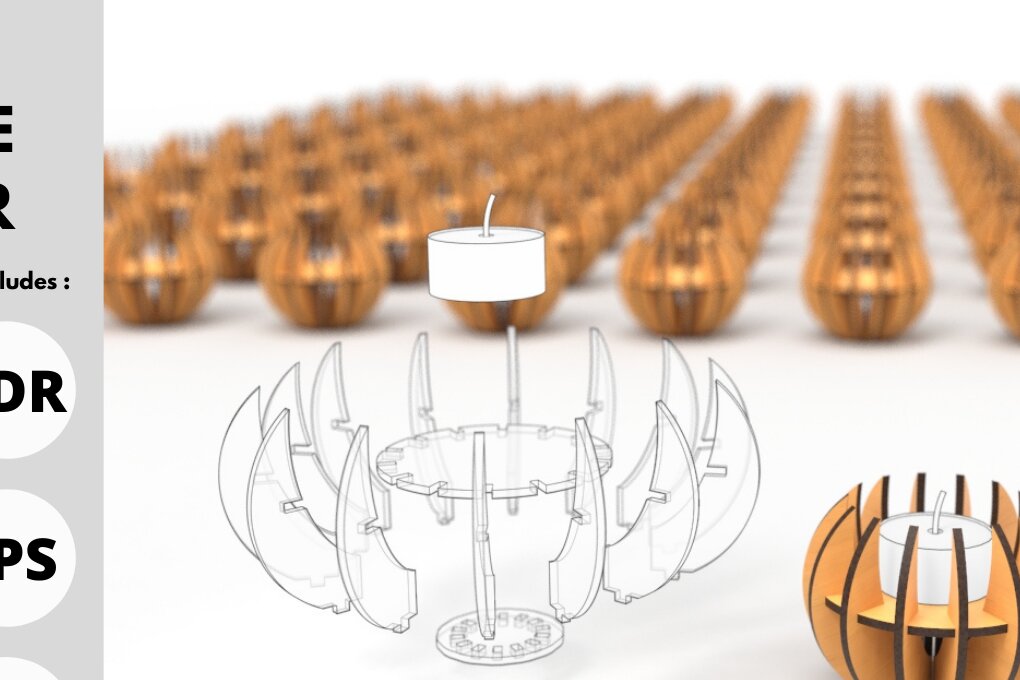 Σετ των 2 Intra απο ξύλο plywood 3mm-4mm πάχος – Κηροπήγιο ρεσώ | | Δίασταση  20x20 cm INTRAFABR-84160977