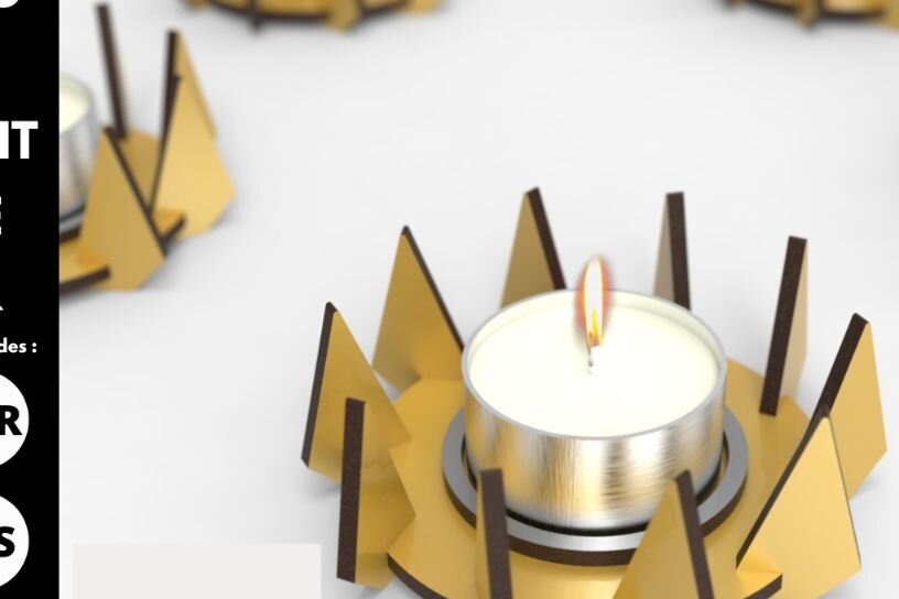 Σετ των 2 Intra απο ξύλο plywood 3mm-4mm πάχος – Κηροπήγιο ρεσώ | | Δίασταση  20x20 cm INTRAFABR-78093433