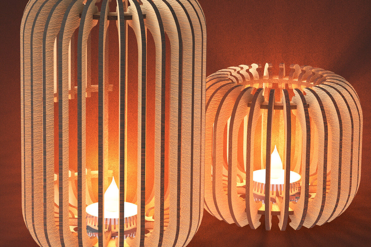 Σετ των 2 Intra απο ξύλο plywood 3mm-4mm πάχος – Tealight Holder File Bundle Lasercut Δίασταση  20x20 cm INTRAFABR-79576878