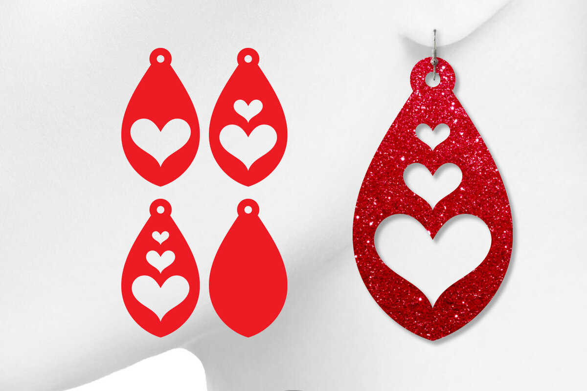 Σετ των 3 Intra απο ξύλο plywood 3mm-4mm πάχος – Σκουλαρίκια Tear Drop, Valentines Jewel Δίασταση  5x5 cm INTRAFABR-6773069