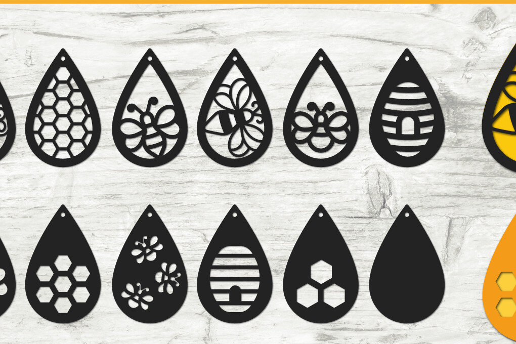 Σετ των 3 Intra απο ξύλο plywood 3mm-4mm πάχος – Δάκρυ Σκουλαρίκια Μέλισσας Πακέτο Δίασταση  5x5 cm INTRAFABR-70810683