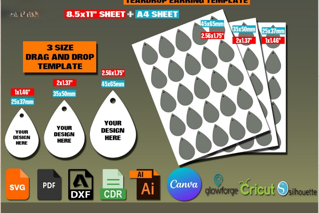 Σετ των 3 Intra απο ξύλο plywood 3mm-4mm πάχος – Σκουλαρίκι δάκρυ 266 Δίασταση  5x5 cm INTRAFABR-118683282