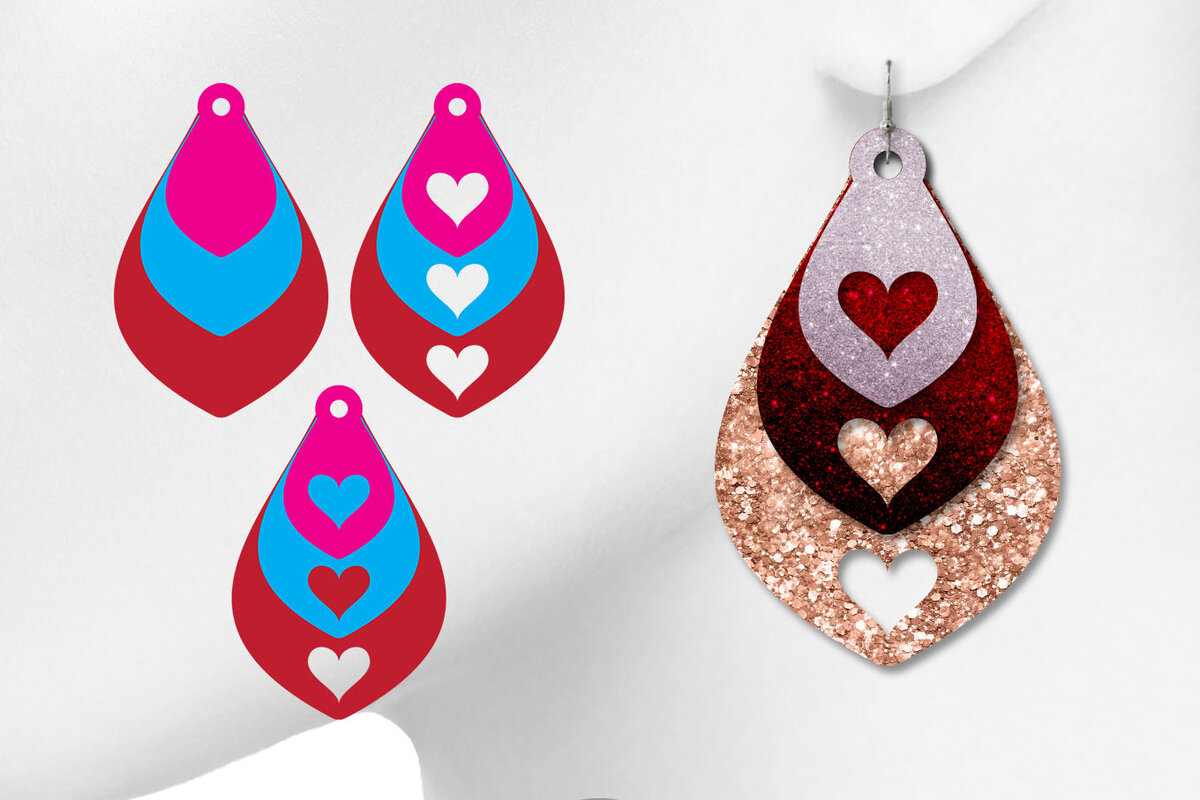 Σετ των 3 Intra απο ξύλο plywood 3mm-4mm πάχος – Σκουλαρίκια Teardrop, Heart Cut out Δίασταση  5x5 cm INTRAFABR-8341858