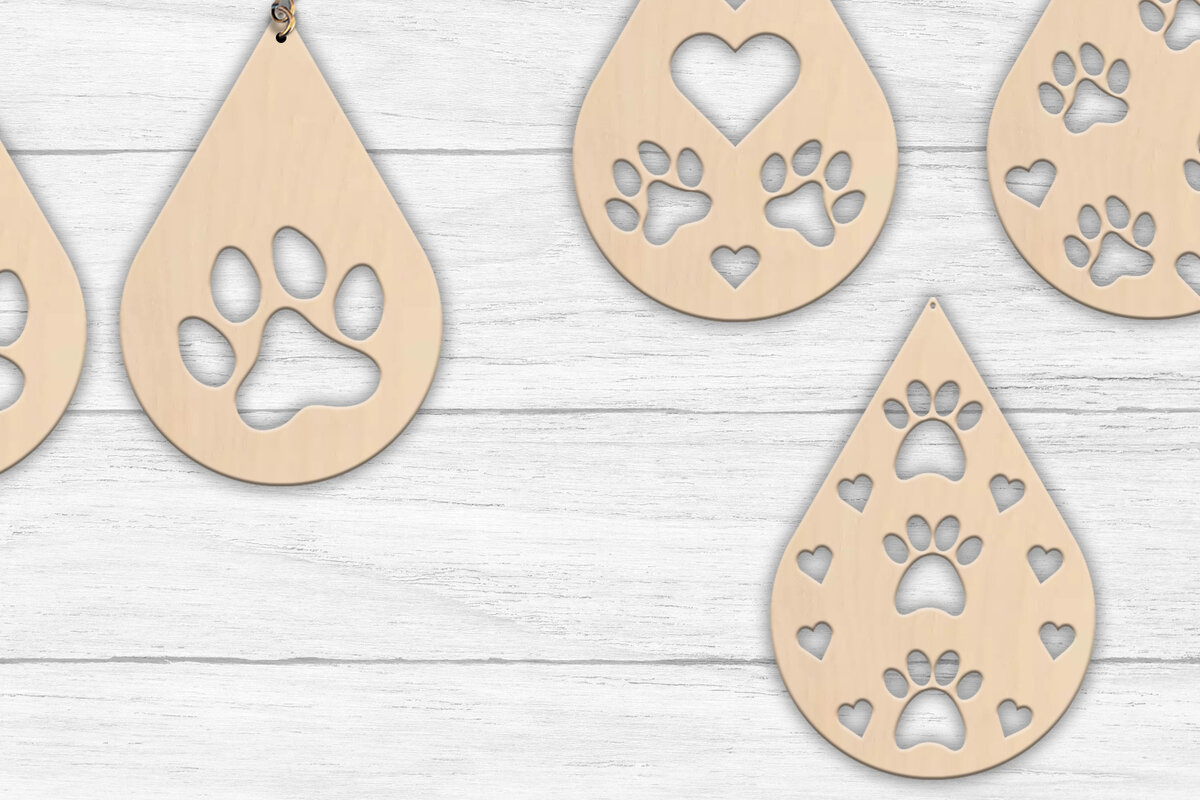 Σετ των 3 Intra απο ξύλο plywood 3mm-4mm πάχος – Σκουλαρίκια δάκρυ με Δίασταση  5x5 cm INTRAFABR-57025961