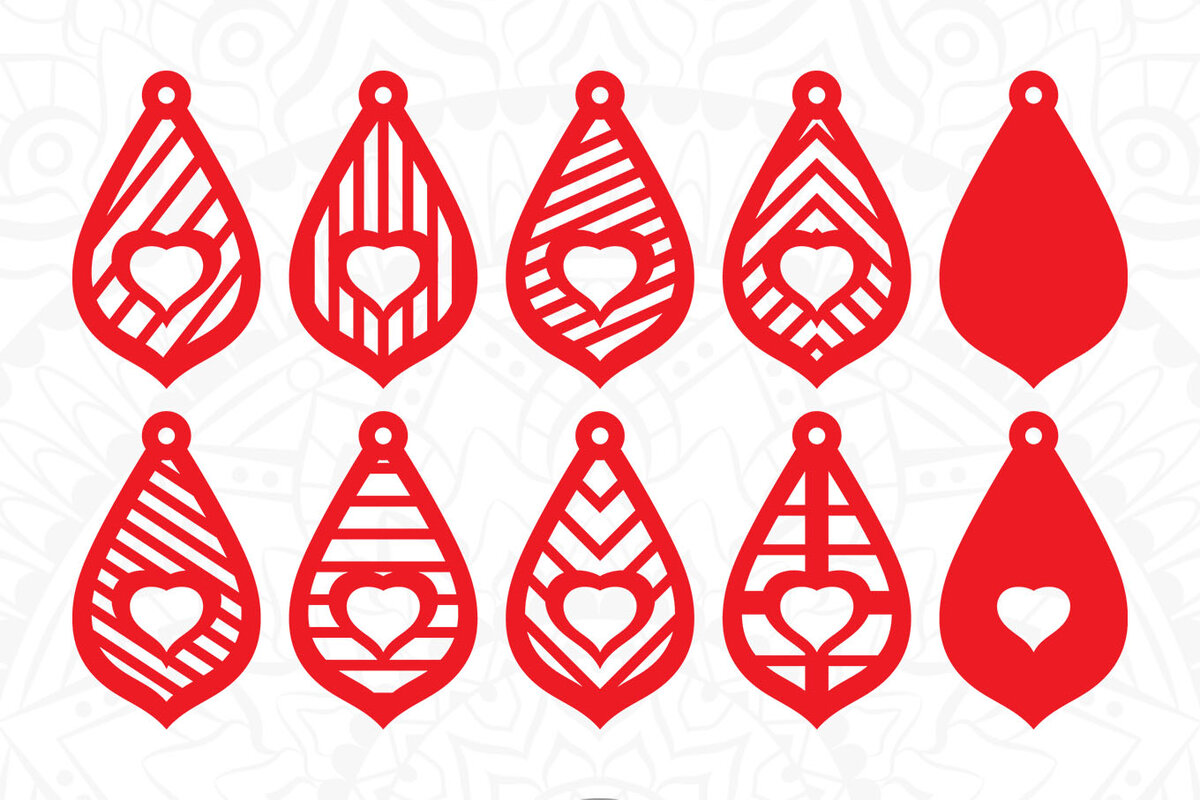 Σετ των 3 Intra απο ξύλο plywood 3mm-4mm πάχος – Teardrop Earrings, Heart Earrings Δίασταση  5x5 cm INTRAFABR-7839733