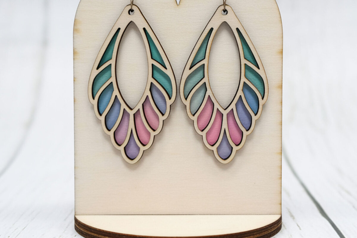 Σετ των 3 Intra απο ξύλο plywood 3mm-4mm πάχος – Σκουλαρίκια δάκρυ Cut Laser Δίασταση  5x5 cm INTRAFABR-122674381