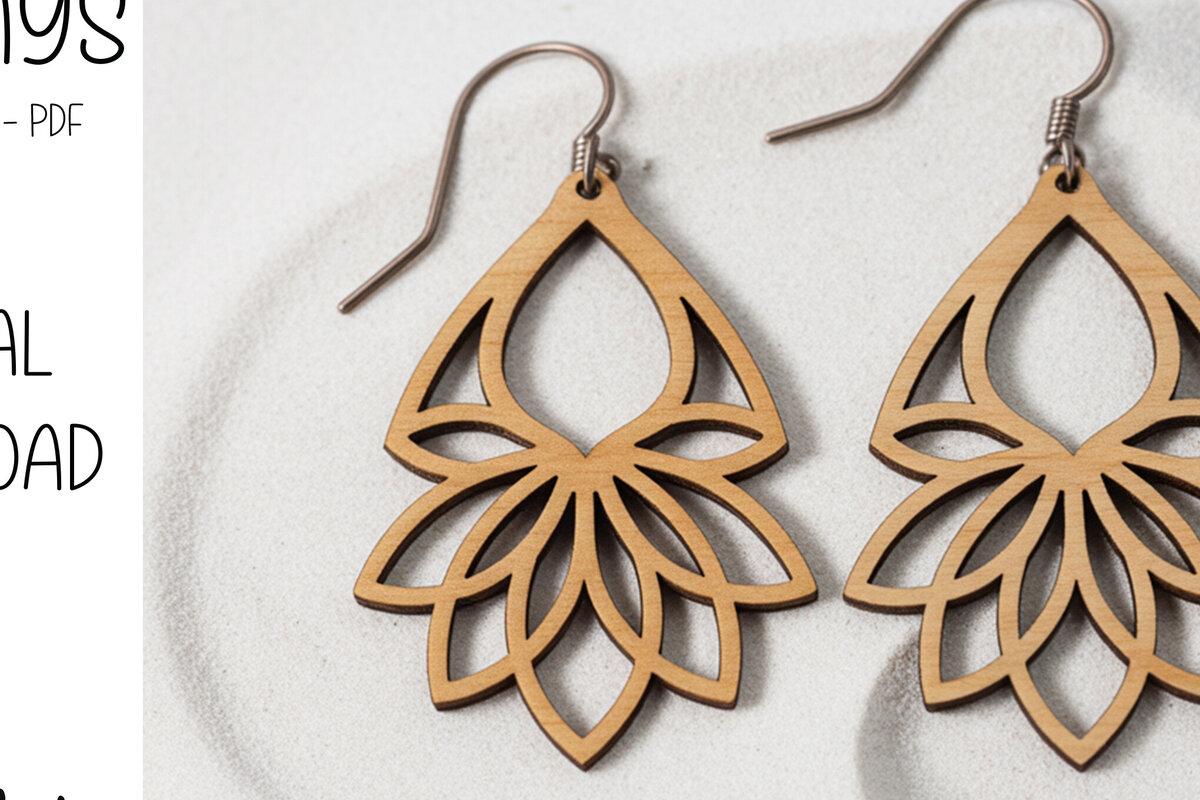 Σετ των 3 Intra απο ξύλο plywood 3mm-4mm πάχος – Σκουλαρίκια Teardrop Floral Cut Δίασταση  5x5 cm INTRAFABR-121663661