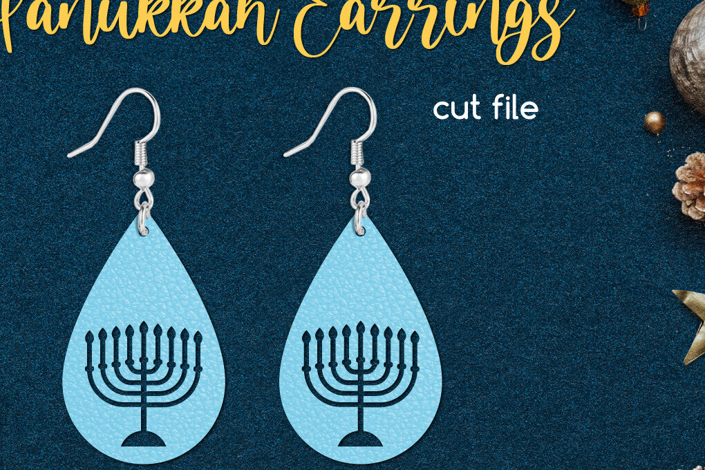 Σετ των 3 Intra απο ξύλο plywood 3mm-4mm πάχος – Σκουλαρίκι Hanukkah Teardrop με Menorah Δίασταση  5x5 cm INTRAFABR-109041726