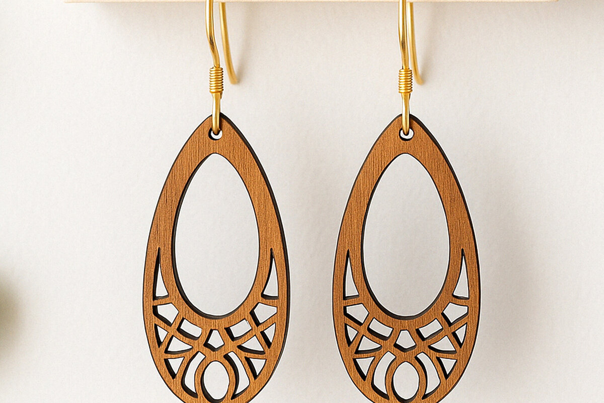 Σετ των 3 Intra απο ξύλο plywood 3mm-4mm πάχος – Σκουλαρίκια δάκρυ Laser Δίασταση  5x5 cm INTRAFABR-120635647