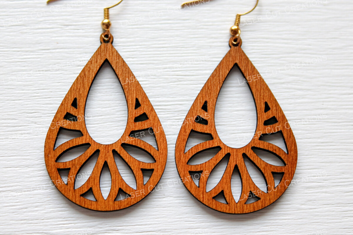 Σετ των 3 Intra απο ξύλο plywood 3mm-4mm πάχος – Σκουλαρίκια Teardrop Petal Burst Δίασταση  5x5 cm INTRAFABR-124957822