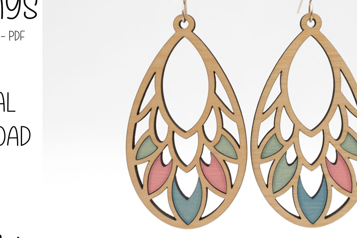 Σετ των 3 Intra απο ξύλο plywood 3mm-4mm πάχος – Δάκρυ Πέταλο Σκουλαρίκια Δίασταση  5x5 cm INTRAFABR-123009445