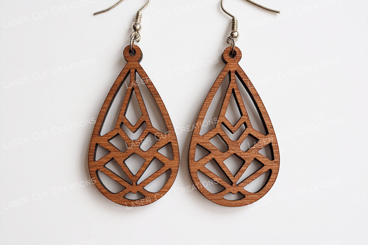 Σετ των 3 Intra απο ξύλο plywood 3mm-4mm πάχος – Teardrop Tribal Earrings Δίασταση  5x5 cm INTRAFABR-124910577