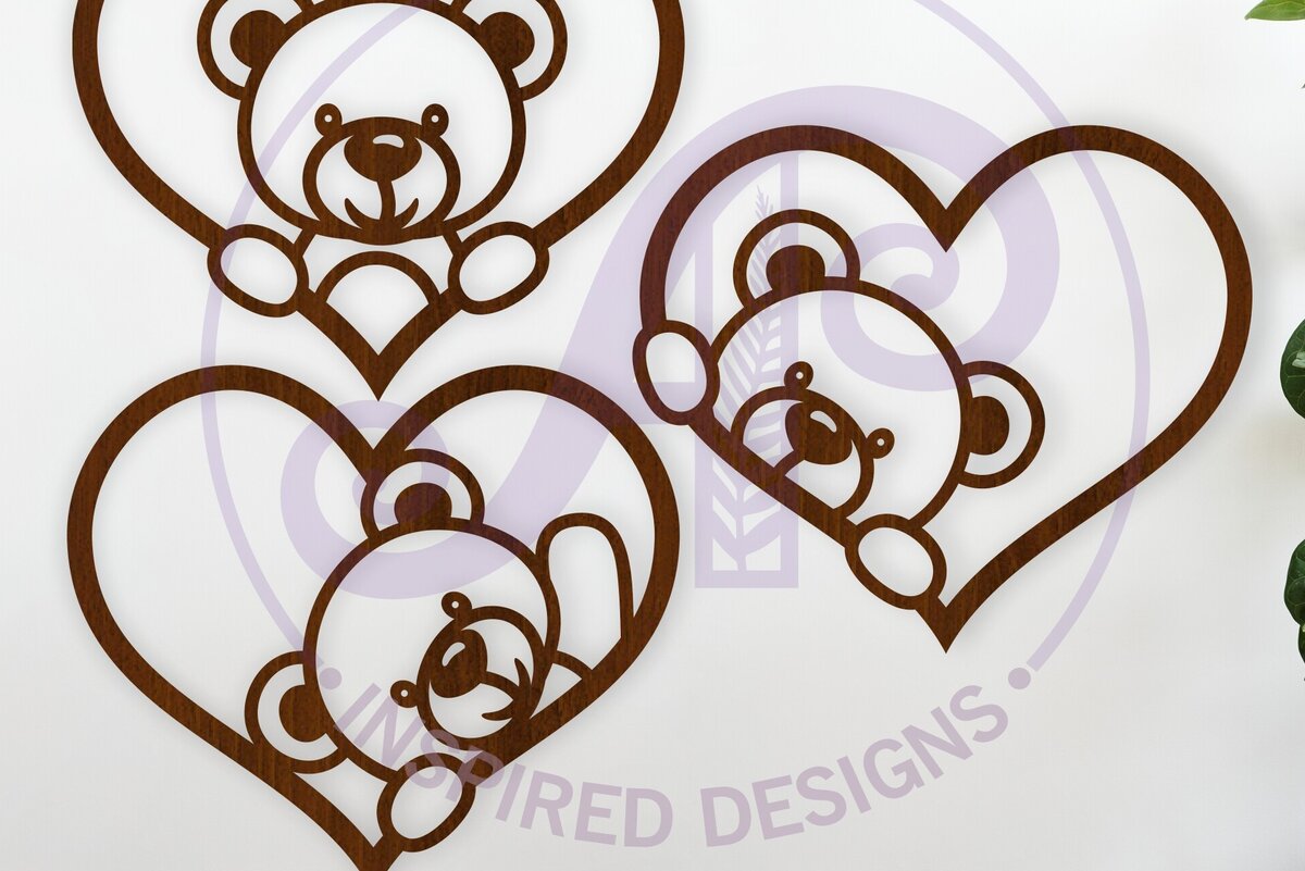 Intra απο ξύλο plywood 3mm-4mm πάχος – Teddy Bear Heart Wall Sign, Αρχείο. Δίασταση  40x30 cm INTRAFABR-122413016