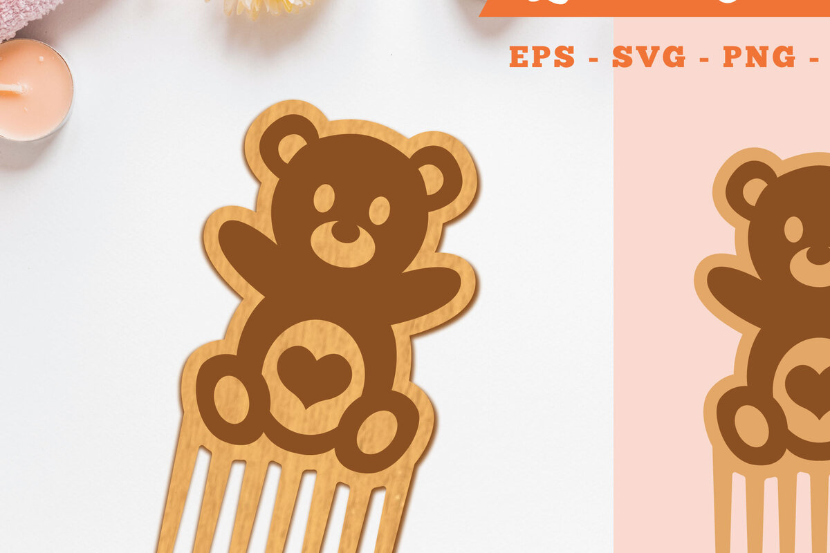 Σετ των 2 Intra απο ξύλο plywood 3mm-4mm πάχος – Teddy BearComb Δίασταση  20x20 cm INTRAFABR-105417987