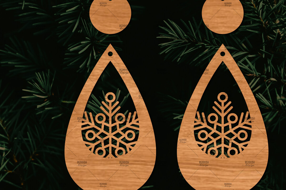 Σετ των 3 Intra απο ξύλο plywood 3mm-4mm πάχος – Πρότυπο Σκουλαρίκια Snowflakes Δίασταση  5x5 cm INTRAFABR-106591882