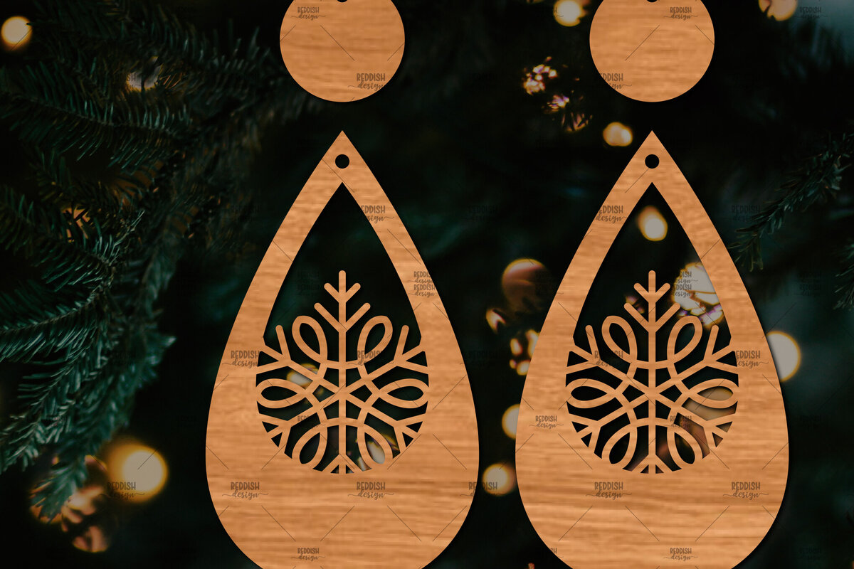 Σετ των 3 Intra απο ξύλο plywood 3mm-4mm πάχος – Πρότυπο Σκουλαρίκια Snowflakes Δίασταση  5x5 cm INTRAFABR-106591906