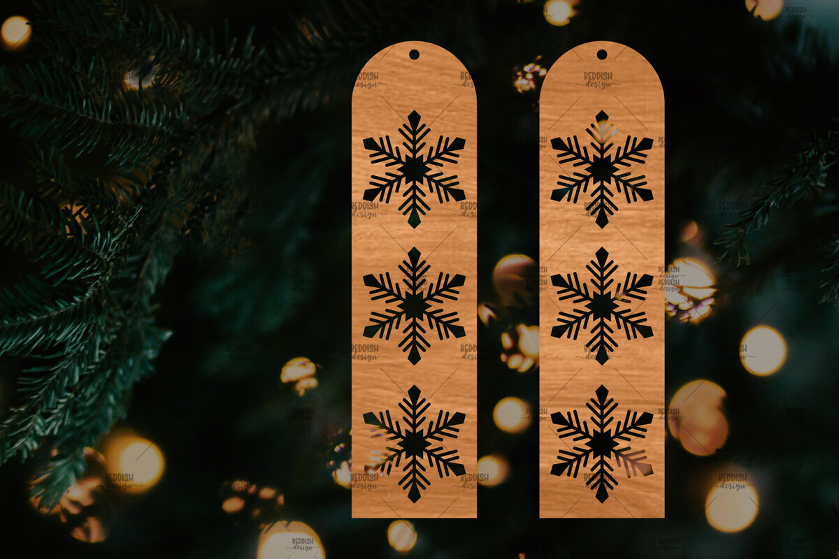 Σετ των 3 Intra απο ξύλο plywood 3mm-4mm πάχος – Πρότυπο Σκουλαρίκια Snowflakes Δίασταση  5x5 cm INTRAFABR-106814363