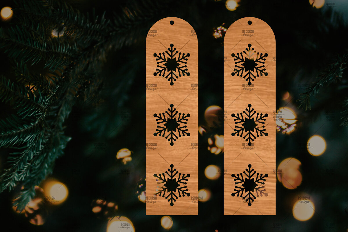 Σετ των 3 Intra απο ξύλο plywood 3mm-4mm πάχος – Πρότυπο Σκουλαρίκια Snowflakes Δίασταση  5x5 cm INTRAFABR-106814543