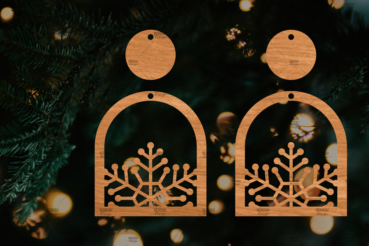 Σετ των 3 Intra απο ξύλο plywood 3mm-4mm πάχος – Πρότυπο Σκουλαρίκια Snowflakes Δίασταση  5x5 cm INTRAFABR-106815965