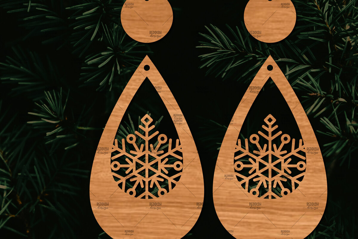 Σετ των 3 Intra απο ξύλο plywood 3mm-4mm πάχος – Πρότυπο Σκουλαρίκια Snowflakes Δίασταση  5x5 cm INTRAFABR-106442706