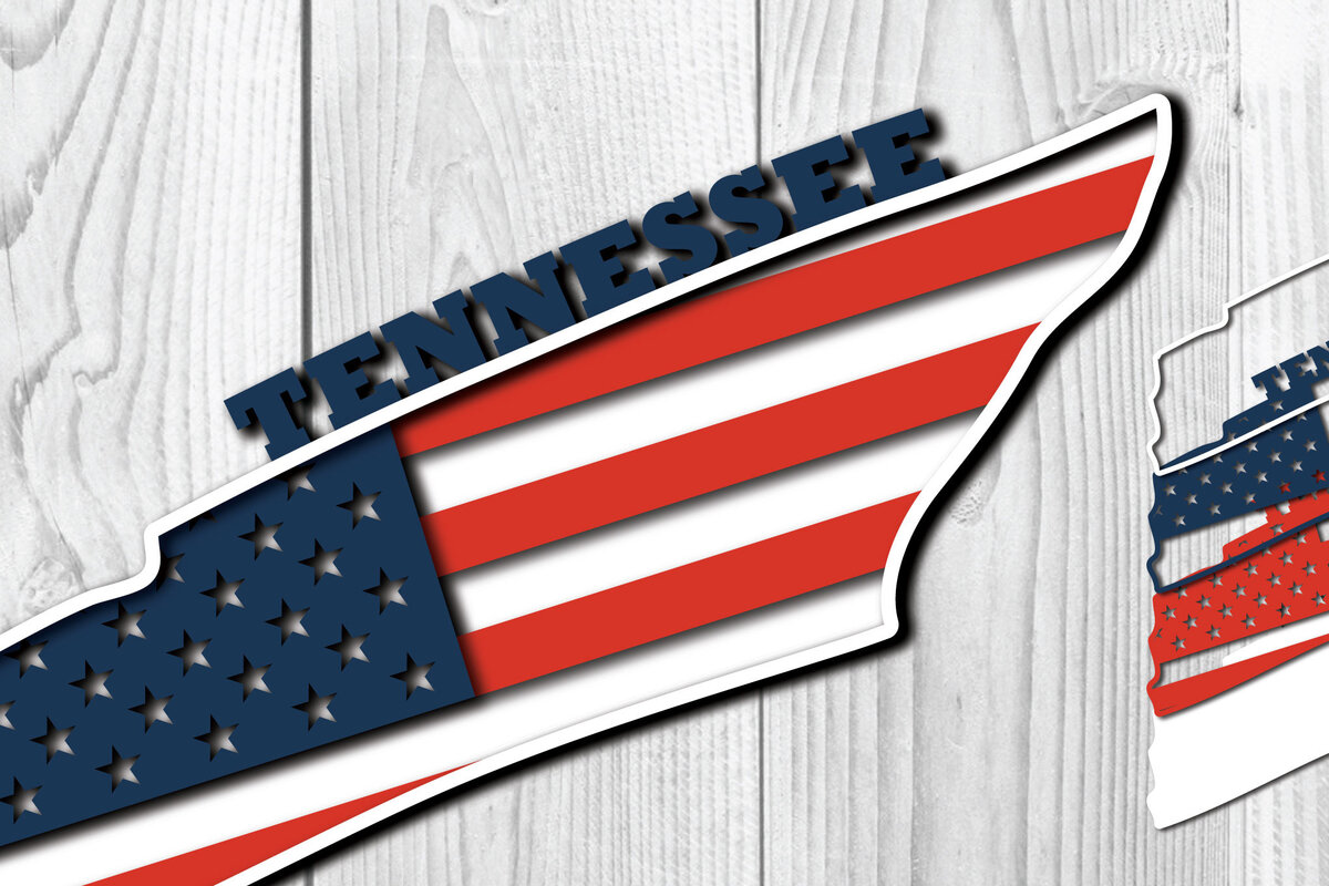 Σετ των 2 Intra απο ξύλο plywood 3mm-4mm πάχος – Κοπή χαρτιού 3d Flag Tennessee USA Δίασταση  20x20 cm INTRAFABR-65552149