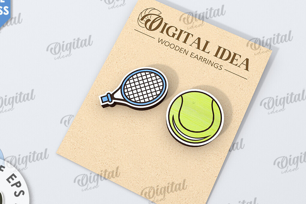 Σετ των 3 Intra απο ξύλο plywood 3mm-4mm πάχος – Σκουλαρίκια τένις. Sports Δίασταση  5x5 cm INTRAFABR-116492117