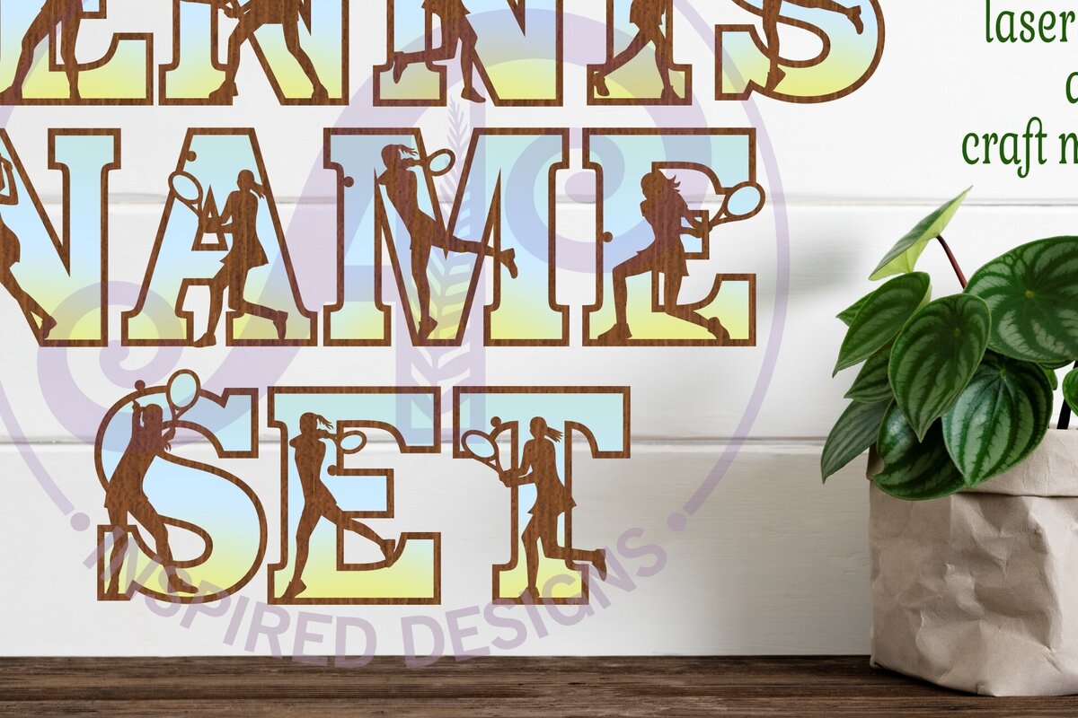 Σετ των 2 Intra απο ξύλο plywood 3mm-4mm πάχος – Αλφάβητο γραμμάτων παίκτριας τένις Δίασταση  20x20 cm INTRAFABR-93886893