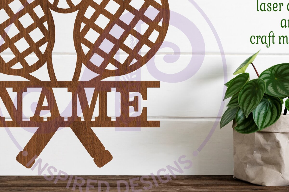 Σετ των 2 Intra απο ξύλο plywood 3mm-4mm πάχος – Πρότυπο κοπής με λέιζερ για το όνομα του τένις Δίασταση  20x20 cm INTRAFABR-84869671