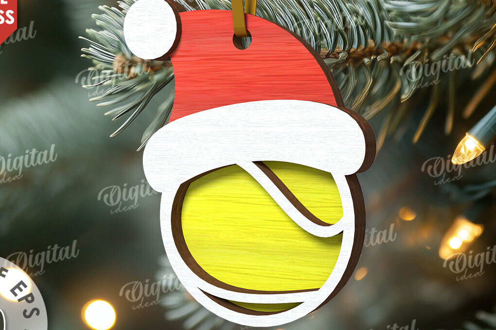 Σετ των 2 Intra απο ξύλο plywood 3mm-4mm πάχος – Τένις Αθλητικό Χριστουγεννιάτικο στολίδι Λέιζερ Δίασταση  20x20 cm INTRAFABR-110767572