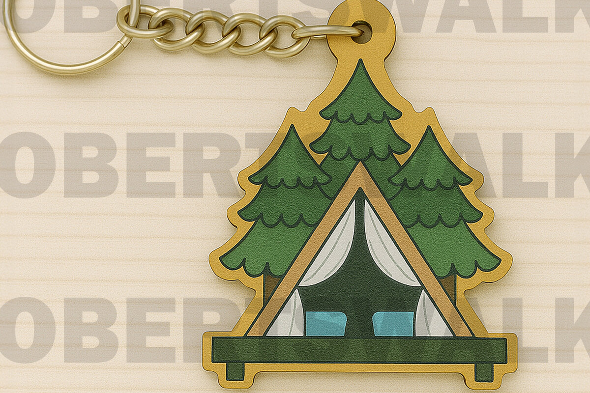 Σετ των 3 Intra απο ξύλο plywood 3mm-4mm πάχος – Σκηνή στο Forest Keychain Δίασταση  5x5 cm INTRAFABR-123125798