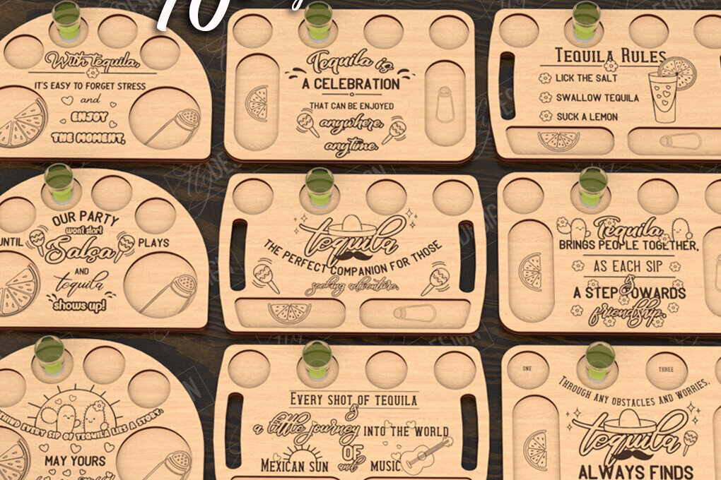 Σετ των 2 Intra απο ξύλο plywood 3mm-4mm πάχος – Πακέτα Tequila| CNC Δίασταση  20x20 cm INTRAFABR-122010103