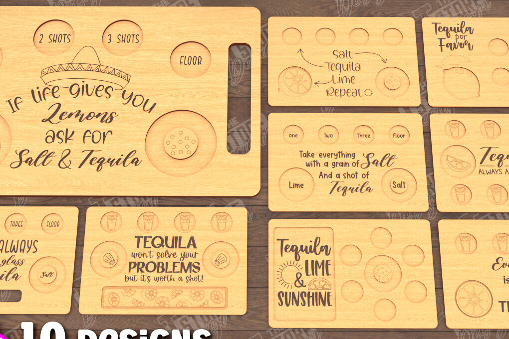 Σετ των 2 Intra απο ξύλο plywood 3mm-4mm πάχος – Πακέτο Tequila Shot Board | Δίσκος σερβιρίσματος Δίασταση  20x20 cm INTRAFABR-115892961