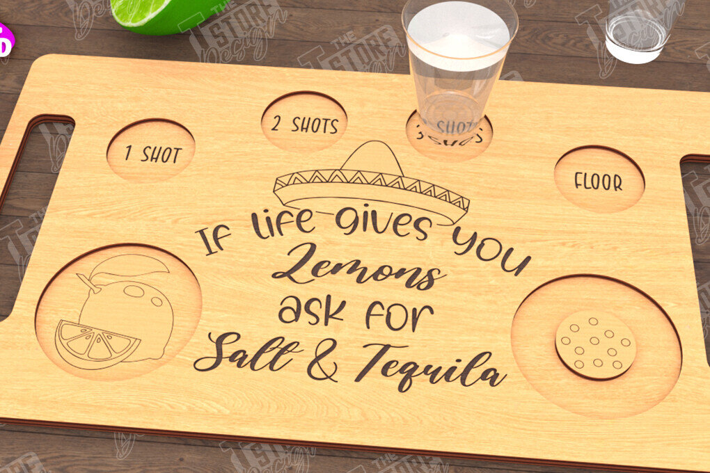 Σετ των 2 Intra απο ξύλο plywood 3mm-4mm πάχος – Τεκίλα Shot Board | Δίσκος σερβιρίσματος Shot Δίασταση  20x20 cm INTRAFABR-115892923