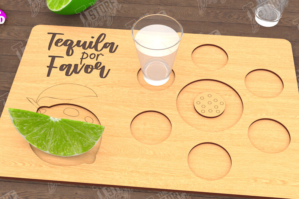 Σετ των 2 Intra απο ξύλο plywood 3mm-4mm πάχος – Τεκίλα Shot Board | Δίσκος σερβιρίσματος Shot Δίασταση  20x20 cm INTRAFABR-115892877