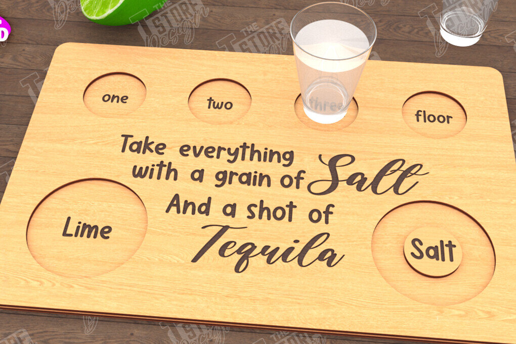 Σετ των 2 Intra απο ξύλο plywood 3mm-4mm πάχος – Τεκίλα Shot Board | Δίσκος σερβιρίσματος Shot Δίασταση  20x20 cm INTRAFABR-115892882